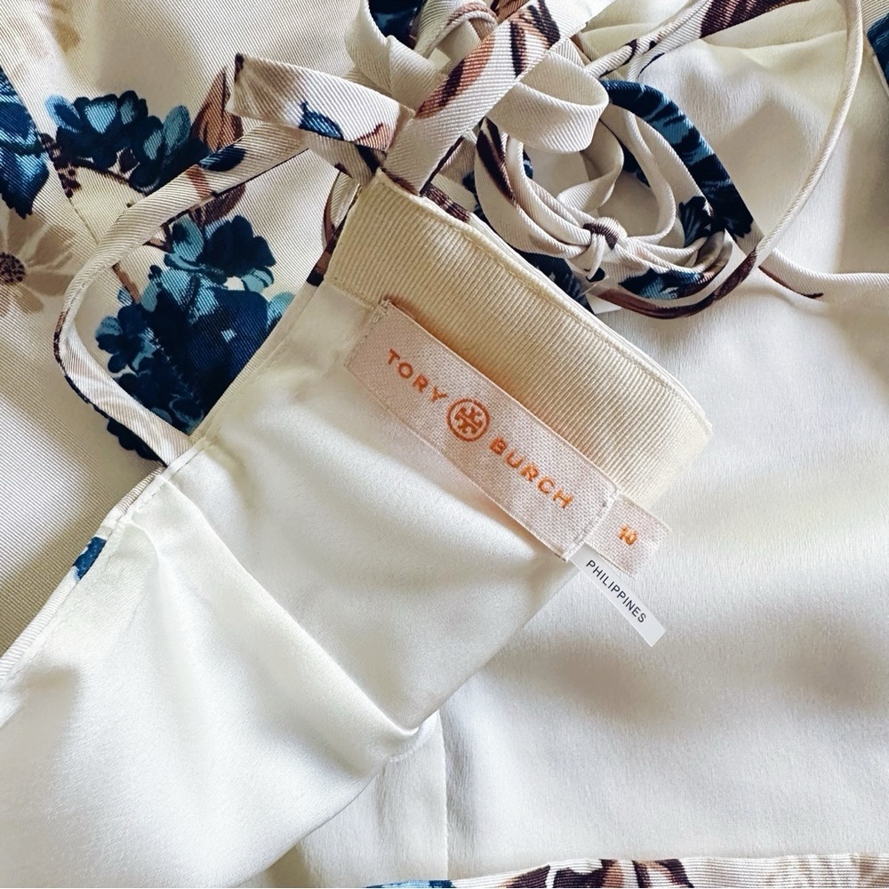 Tory Burch Strappy-Back Floral Caramel Midi Dress - Picture 5 of 7